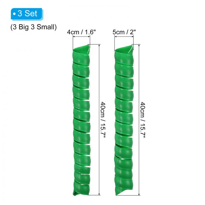 PATIKIL 2サイズ 木の幹プロテクター 3セット/6個 プラスチック ス パイ ラルツリーガード 樹皮ラップ なえぎ植物保護 動物から保護 緑 3