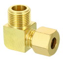 PATIKIL G3/8 x 8mm パイプチューブ用品 ブラス製 90度エルボーパイプチューブ用品 配管ホースコネクター用