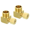 PATIKIL G1/2 x 6mm パイプチューブ用品 ブラス製 90度エルボーパイプチューブ用品 配管ホースコネクター用 2 パック