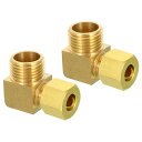 PATIKIL G1/2 x 10mm パイプチューブ用品 ブラス製 90度エルボーパイプチューブ用品 配管ホースコネクター用 2 パック