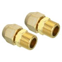PATIKIL G1/2 x 12.7mm パイプチューブ用品 ブラス製 フレアチューブ用品 パイプホース用品 配管ホースコネクター用 2個入り