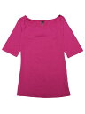 Allegra K ハロウィン コスチューム 無地 tシャツ 5分丈 五分袖tシャツ トップス クリスマス ストレッチ スリム シンプル レディース ローズパープル L