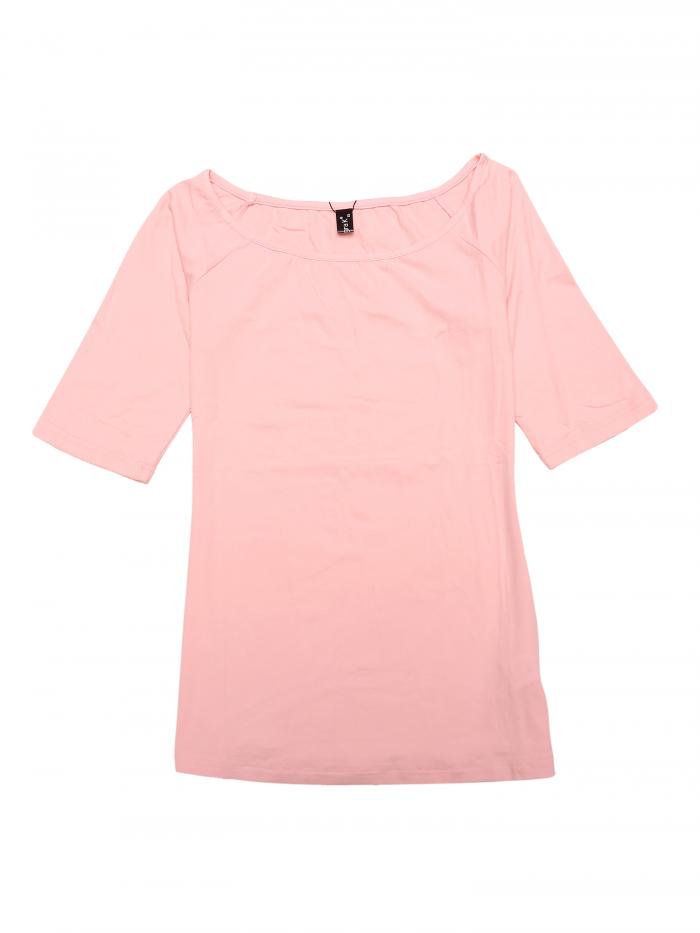 Allegra K ハロウィン コスチューム 無地 tシャツ 5分丈 五分袖tシャツ トップス クリスマス ストレッチ スリム シンプル レディース ライトピンク XL(4)