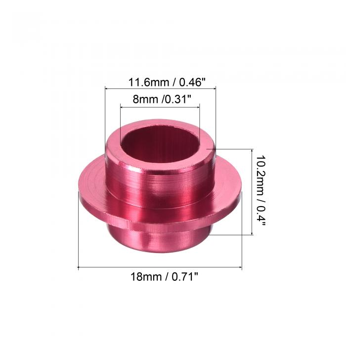 PATIKIL インライン車軸 ブッシングスペーサー 8個 ベアリングスペーサー ホイールセンター アルミニウム スケートローラー用 レッド 3