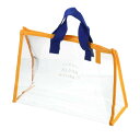 PATIKIL クリアトートバッグ PVC ビーチバッグ トイレタリーポーチ 化粧ポーチ コスメティックオーガナイザー ハンドルストラップ付き トラベルスイミング用 ブルー オレンジ(4)