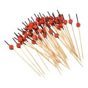 カクテルつまようじ 120 mm 竹 レッド フラットラウンド 長いフルーツスティック飾り カクテル串ピック ドリンク 前菜 フルーツ用 ブラック 100個