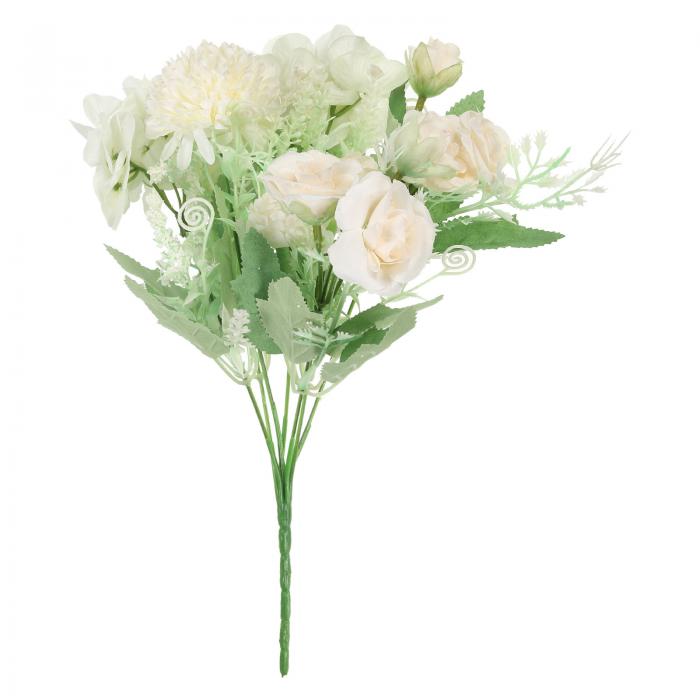 PATIKIL 7枝 人工シルクローズアジサイ 茎付き 造花 フェイク装飾ブーケ 結婚式 ホームオフィスの装飾用 ホワイト