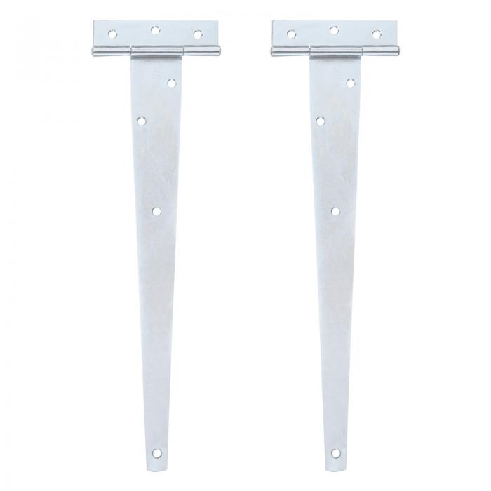 Tストラップドアヒンジ 鍛造ティーシェッドゲートヒンジ 鉄 ハードウェア 木造納屋 フェンス 庭のドアヒンジ用 300 mm ホワイトジ ンク 2個