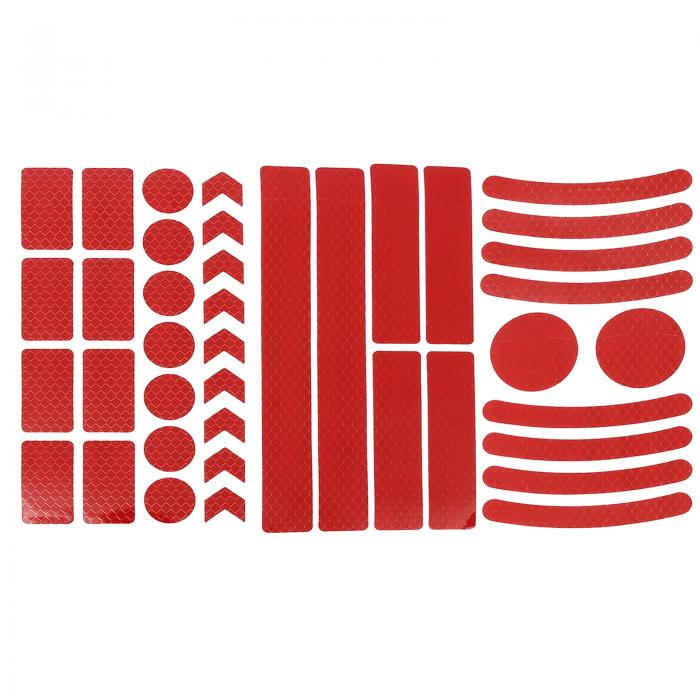 X AUTOHAUX 反射ステッカー PVC製 レッド 反射テープ 自転車のステッカー 反射安全警告ストリップテープ トラック自転車用 42個入り