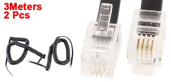 3M RJ94P4Cプラグ コイル状伸縮電話 受話器ケーブル 2本入り