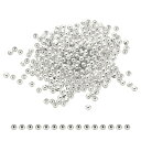PATIKIL 2mm シルバーフィルド スペーサービーズ ジュエリーメイキング用 100個入り メタルラウンドビーズ ブレスレット イヤリング ネックレス D...
