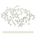 PATIKIL 3 mm シルバーフィルド スペーサービーズ ジュエリーメイキング用 100個入り メタルラウンドビーズ ブレスレット イヤリング ネックレス ...