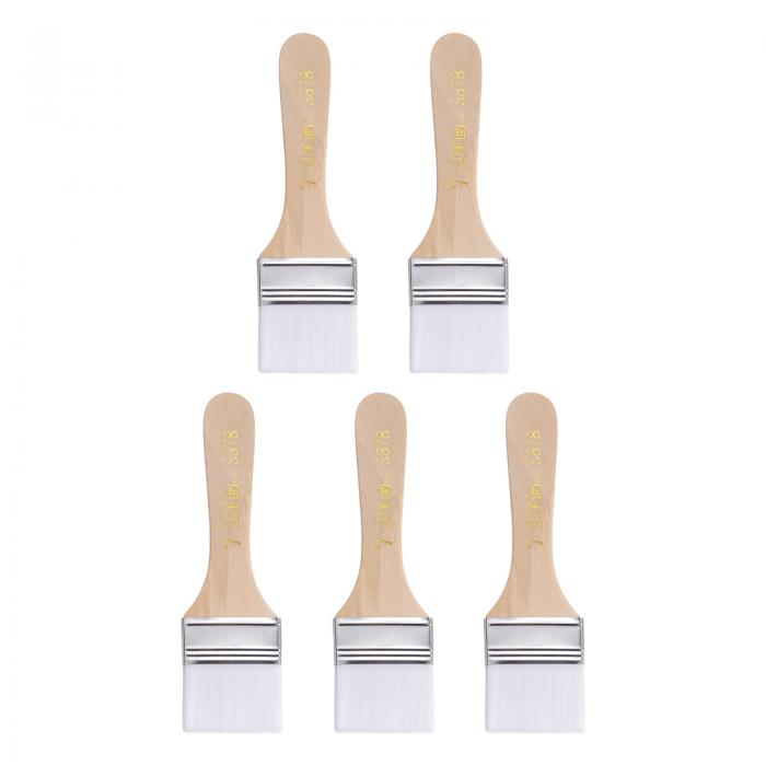 チップペイントブラシ 木製ハンドル付き ペイントツール 壁 ドア キャビネット 家具 柵用 43 mm幅 ホワイト 5個