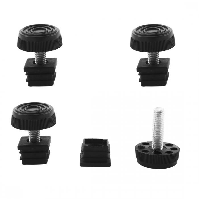 レベリングフィート 20 x 20 mm スクエアチューブインサートキット 家具グライド調整可能レベラー テーブル脚用 プラスチック 4セット