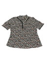 Allegra K タイネックブラウス vネックシャツ 花柄 トップス パフスリーブ レディース ブラック S