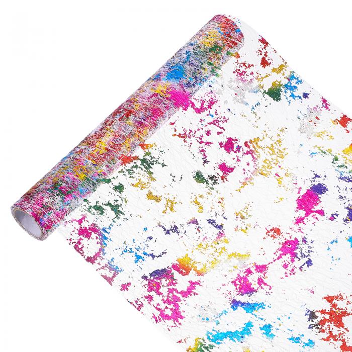 9フィート テーブルランナー スパンコール金色ホイル 薄いメッシュメタリックテーブルランナーロールテ..