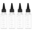 PATIKIL 30 ml/1オンスプラスチック製絞るボトル(黒いトップキャップ付き) 4 個グラデーション付きラウンドディスペンシングボトル 液体 クラフト オイル 調味料用空ボトル 透明