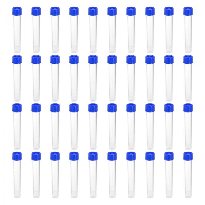 PATIKIL 10ml プラスチック 試験管 計量チューブ テストチューブ 40本入り スクリューキャップ 実験室科学用 化学測定用 ブルー クリア