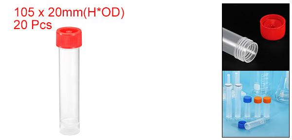 PATIKIL 20ml プラスチック 試験管 計量チューブ テストチューブ 20本入り スクリューキャップ 実験室科学用 化学測定用 レッド クリア