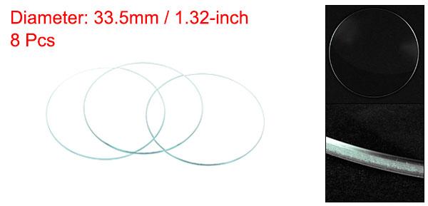 時計ガラス クリス タルレンズ シングルドームラウンド 時計修理用 33.5mm直径 1.5mm刃厚 クリアー 8個