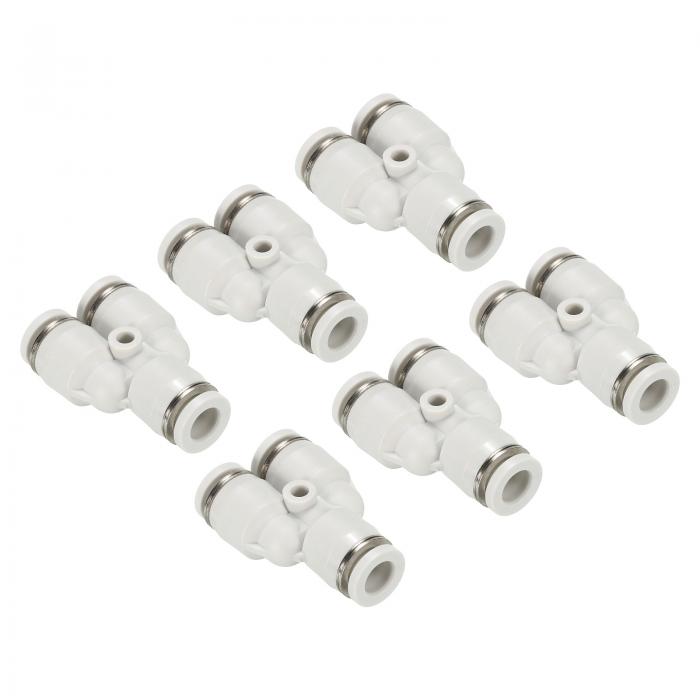 PATIKIL 水道管継手 押し込み継手 ワンプッシュ型継手 6エアライン空気圧継ぎ手 クイックリリース スプリッター ホワイト 6.3 mm Od