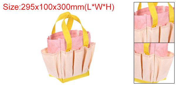 ガーデンツールバッグ 11.61" x 3.94" x 11.81" 大型オックスフォードバッグ ポケット付き ガーデニング 作業用具 収納バッグ アウトドア用 女性 男性 ライトピンク