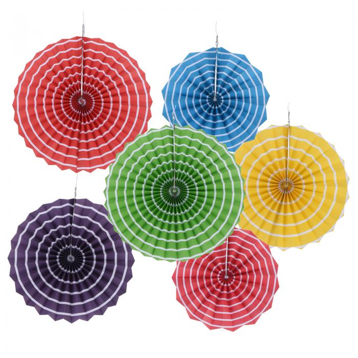PATIKIL 20 cm/30 cm/40 cm ペーパーファン吊り飾り 6合1セット ラウンド ハニカムファン 誕生日 結婚式 卒業式 イベント パーティー用 ストライプ マルチカラー