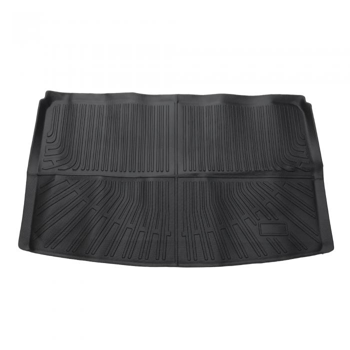 REPAIROCK フォードに対応エクスペディション2018-2024用のブラックTPE 1 Pcフラットフェイスストライプパターンリアアンチスリップカーゴライナートランクマットトランクカーゴラゲージブートトレイマット