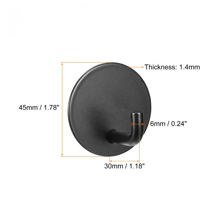 自己接着フック 304ステンレス鋼 粘着フック 壁掛け 家庭 洋服掛け タオル 鍵用 ブラック 4個 3