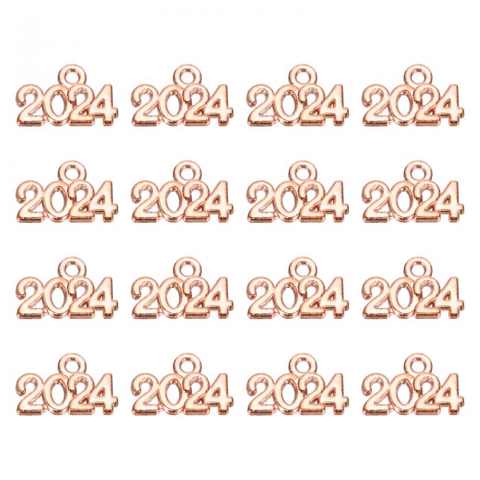 PATIKIL 2024年卒業タッセル装飾 48個合金2024年ミニレター装飾 卒業タッセル卒業帽ネックレスペンダントDIYキーメイキング ローズ金色