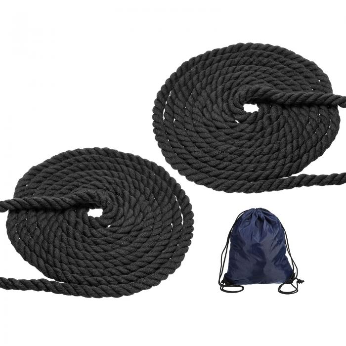 PATIKIL 1/2 x16 ナチュラルツイ スト棉ロープ 2パック 3本編みの柔らかいクラフトロープ クラフト手すり ホームデコレーション 黒用のドローストリングバッグ付き
