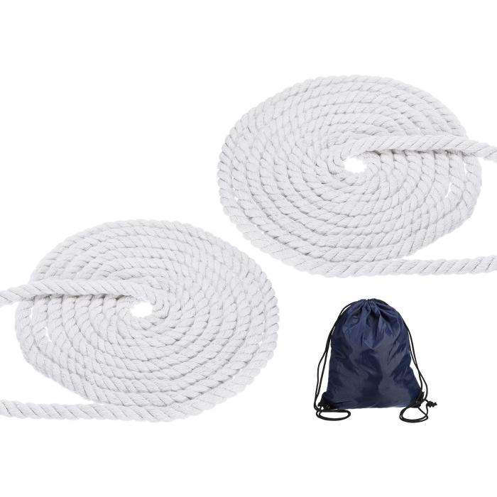 PATIKIL 1/2 x16 ナチュラルツイ スト棉ロープ 2パック 3本編みの柔らかいクラフトロープ クラフト手すり ホームデコレーション ホワイト用の引き紐付きバッグ