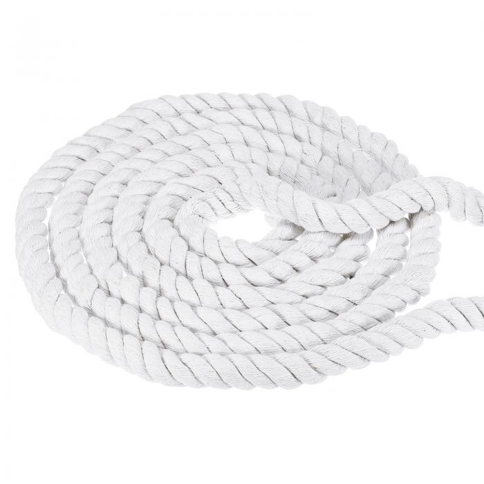 PATIKIL 3/4"×25フィートのナチュラルツイ スト棉ロープ 3本のストランドで柔らかいクラフトロープ クラフト手すり ホームデコレーション ホワイトのシールテープ付き