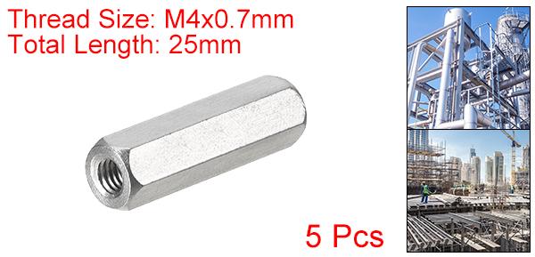 M4 x 0.7ピッチ 25mm長 連結ナット 5個入り 304ステンレス鋼製 メートル六角棒連結...
