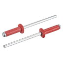 ブラインドリベット アルミニウム オープンエンド フラットラウンドヘッドリベット メタルプレートレザーの結合用 3.2 mm x 11 mm レッド 200個