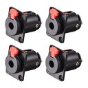 TRSオーディオソケットプラグ 6.35mmメスステレオ コネクタパネル/シャーシマウント-6.35mmステレオソケット ブラック 4個