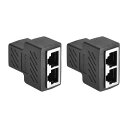 RJ45スプリッターアダプタ 1メス-2メスLANネットワーク 8P8C Cat5 Cat6用 2個入り