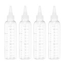 PATIKIL 110 ml/4オンスプラスチック製絞るボトル 透明なトップキャップ付き 4 個グラデーション付きラウンドディスペンシングボトル 液体 クラフト オイル 調味料用空ボトル