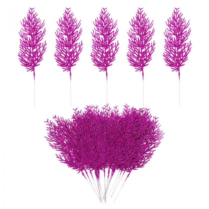 PATIKIL 13.8" 人工松 枝 30個 偽 松 葉 クラフト クリスマス 装飾 パープル