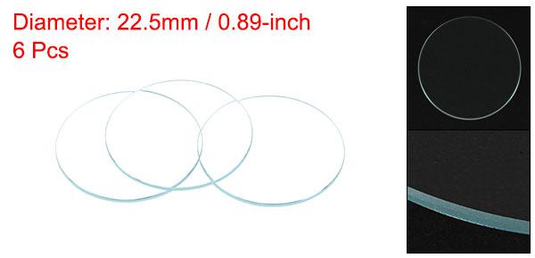 時計水晶レンズガラス ラウンド フラット 22.5mm直径 交換部品 時計メーカー修理用 クリア 6個入り