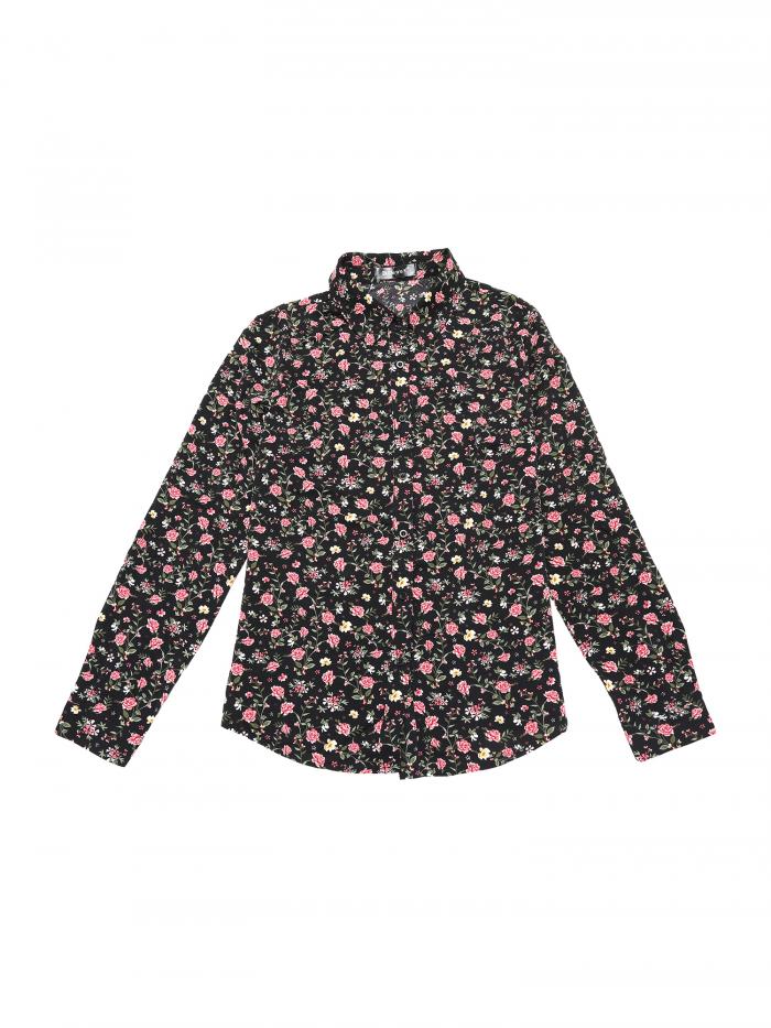 Allegra K 花柄シャツ ブラウス 長袖 おしゃれ ボタンダウン 通勤 オフィス カジュアル レディース ブラックレッド XS