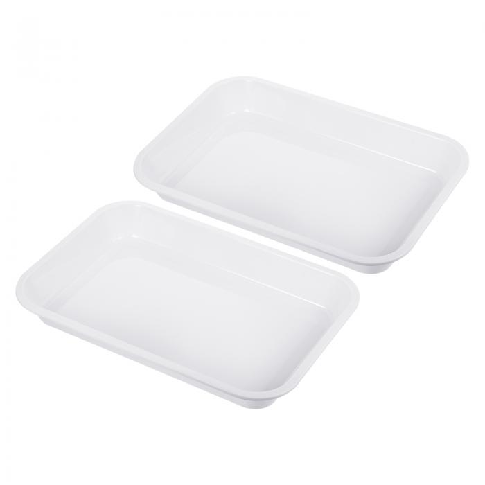 PATIKIL 15.9x10.9" ファストフードトレイ 2個セット プラスチック製サービングトレイ 再利用可能な多目的な長方形トレイ カフェテリア レストラン 家庭用キッチン用 ホワイト