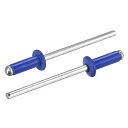 ブラインドリベット アルミニウム オープンエンド フラットラウンドヘッドリベット メタルプレートレザーの結合用 3.2 mm x 9 mm ブルー 200個