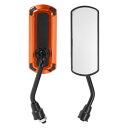 Partuto M10ユニバーサルオートバイリアビューミラー1セット バーエンドサイドミラー マウント可能 アジャスタブル アイアン プラスチック ブラック オレンジ スクエア形状