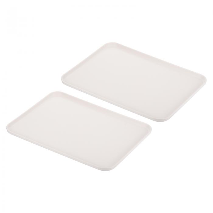 PATIKIL 15x11" ファストフードトレイ 2個セット PPプラスチック製 再利用可能な多目的で滑り止め ある長方形 サービストレイ カフェテリア レストラン 家庭用キッチン用 ホワイト