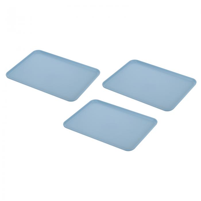 PATIKIL 15x11" ファストフードトレイ 3個セット PPプラスチック製 再利用可能で多目的な滑り止め付き長方形 サービングトレイ カフェテリア レストラン 家庭用キッチン用 ブルー