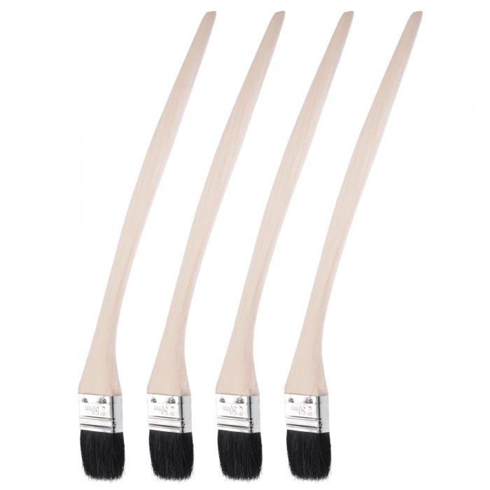 ベントラジエーターペイントブラシ 43 mm長さ 50 mm幅 剛毛 ロングウッドハンドル付き ウォールトリートメント用 ブラック 4個