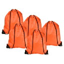 PATIKIL 42x34cm ナイロン 巾着袋 5個 収納バルク シンチバックパックサック ジム スポーツ アウトドア 旅行用 オレンジ