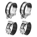 Tボルトホースクランプ 4個セット 56-59mm 可変式ステンレススチールゴムクッション入りインテークインタークーラーパイプクランプ ホースクリップ 産業用