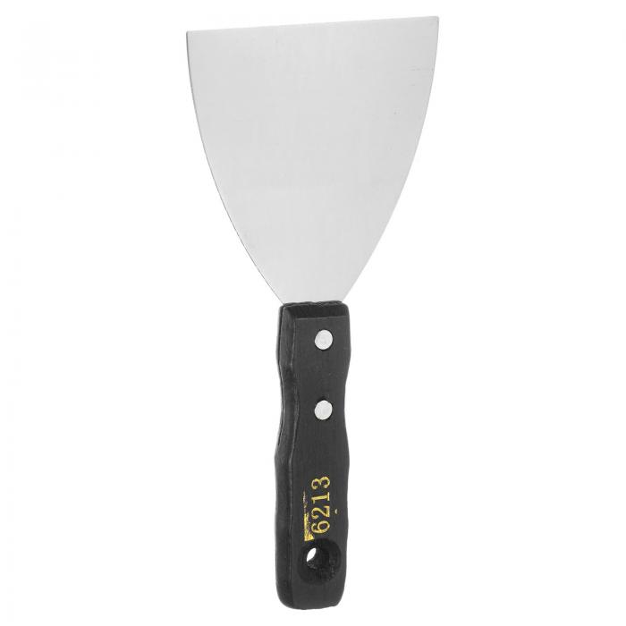 No.6213 絵画用パレット刀 ステンレススチール製 フラットタイプ 大型スパチュラ パレット刀 木製ハンドル付き オイル・アクリル絵具 キャンバス カラーミキシング スプレッド用(4)